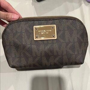 Michael Kors Dark Brown Monogram Cosmetic pouch